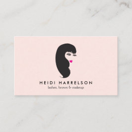 Mädchen mit Lashes auf der Pink Beauty Business Ca Visitenkarte