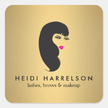 Mädchen mit Lashes auf Imitaten Gold Stickers