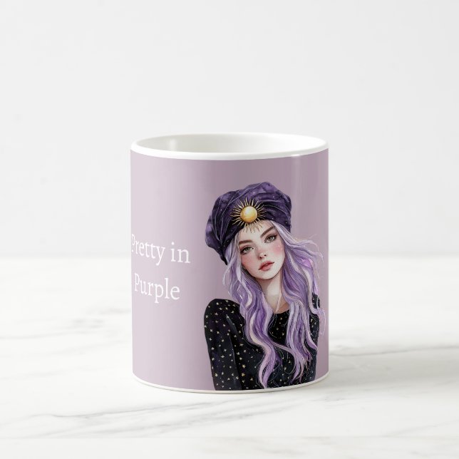 Mädchen mit lila Haaren Kaffeetasse (Mittel)