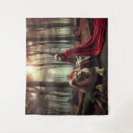 Mädchen mit Löwe Wandteppich