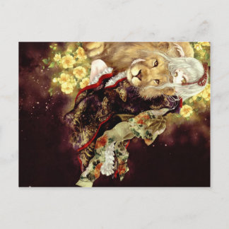 Mädchen mit Löwenanime Postkarte