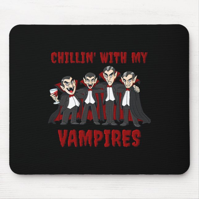Mädchen mit meinen Vampiren Halloween-Jungen Kinde Mousepad (Vorne)