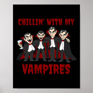 Mädchen mit meinen Vampiren Halloween-Jungen Kinde Poster