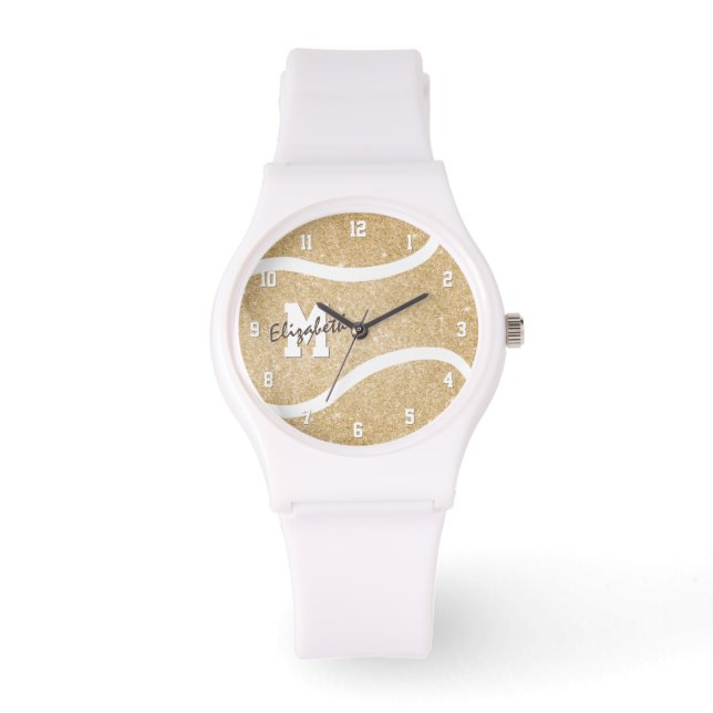 Mädchen mit Monogramm Goldspieler Armbanduhr (Vorderseite)