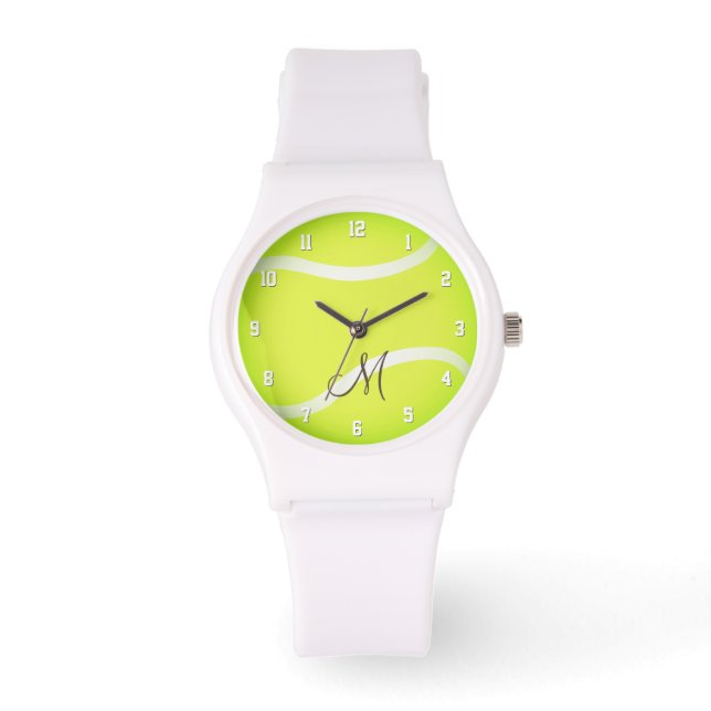 Mädchen mit Monogramm Tennisspieler Armbanduhr (Vorderseite)