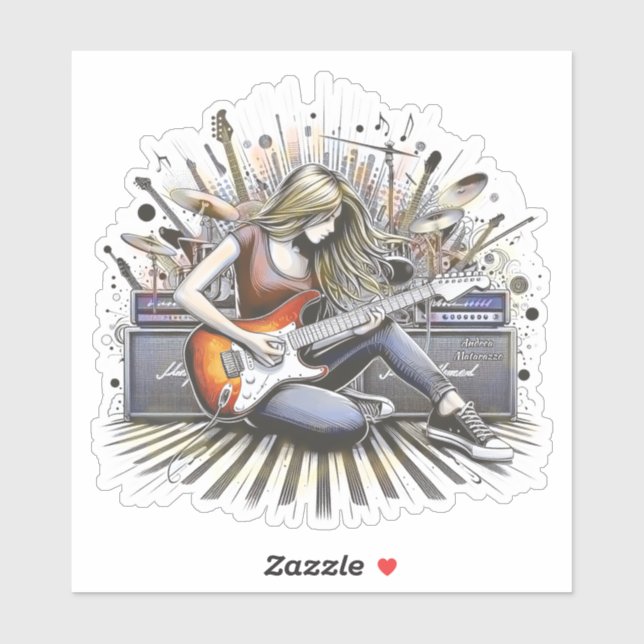 Mädchen mit musikalischen Begabungen Aufkleber (Blatt)