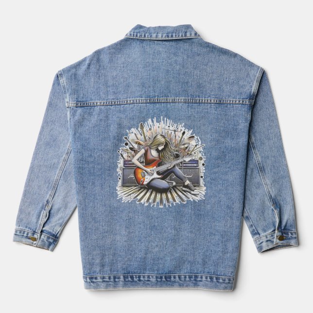 Mädchen mit musikalischen Begabungen Jeansjacke (Rückseite)
