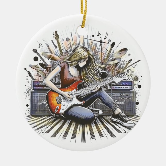 Mädchen mit musikalischen Begabungen Keramik Ornament (Vorne)