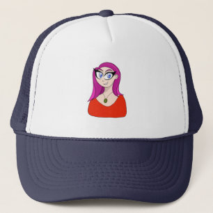 Mädchen mit Nekklace und stilvollem Haar Truckerkappe