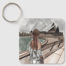 Mädchen mit Opernhaus in Sydney . Schlüsselanhänger
