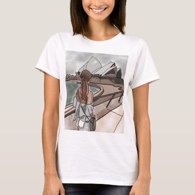 Mädchen mit Opernhaus in Sydney. T-Shirt (Vorderseite)