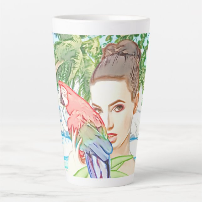 Mädchen mit Papagei Milchtasse (Vorderseite)