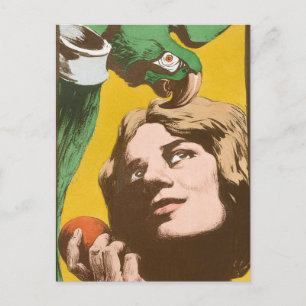 Mädchen mit Papagei Postkarte