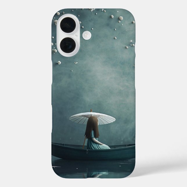 Mädchen mit Parasol in Boat iPhone 16 Fall Hülle (Rückseite)