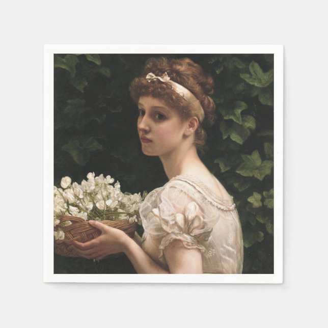 Mädchen mit Pea-Blüten (von Edward Poynter) Serviette (Vorderseite)