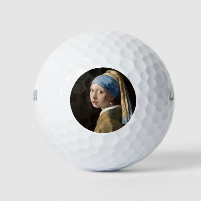 Mädchen mit Perlenohrdekoren zum Party Golfball (Vorderseite)