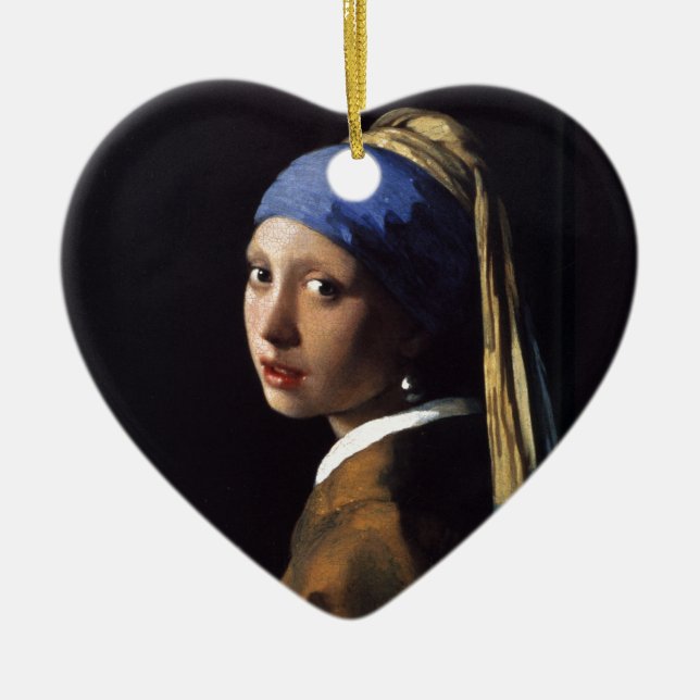 Mädchen mit Perlenohrgemälde von Vermeer Keramik Ornament (Vorne)