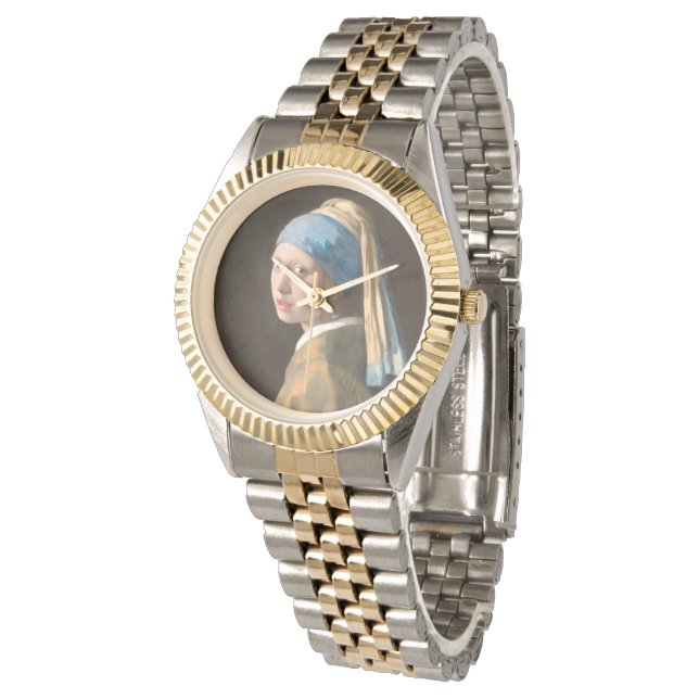 Mädchen mit Perlenohrring (1665) Johannes Vermeer Armbanduhr (Schrägansicht)