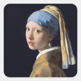 Mädchen mit Perlenohrring 1665 Johannes Vermeer Quadratischer Aufkleber