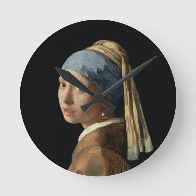 Mädchen mit Perlenohrring, c.1665-6 (Öl auf Leinwa Runde Wanduhr (Vorderseite)