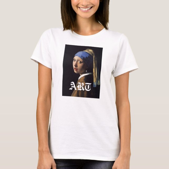 Mädchen mit Perlenohrring Gemälde T-Shirt (Vorderseite)
