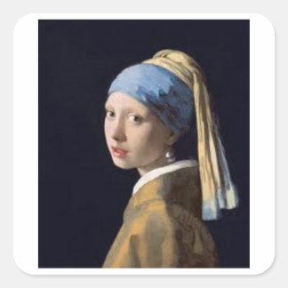 Mädchen mit Perlenohrring - Johannes Vermeer Quadratischer Aufkleber