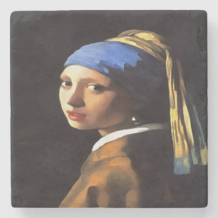Mädchen mit Perlenohrring nach Johannes Vermeer Steinuntersetzer