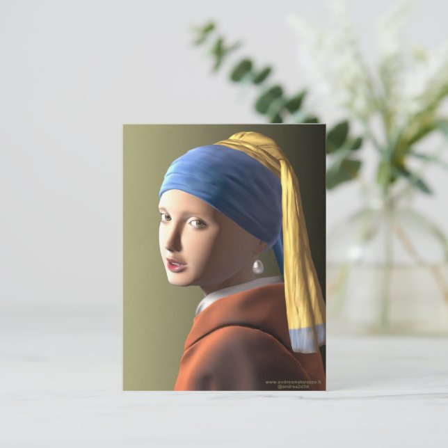 Mädchen mit Perlenohrring Postkarte (Stehend Vorderseite)