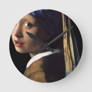 Mädchen mit Perlenohrring Runde Wanduhr