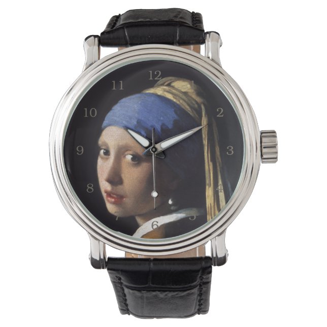 Mädchen mit Perlenohrring von Johannes Vermeer Armbanduhr (Vorderseite)