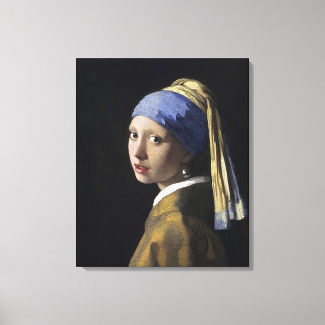 Mädchen mit Perlenohrring von Johannes Vermeer Leinwanddruck (Vorderseite)