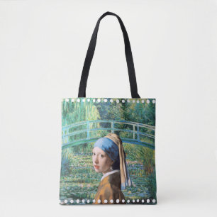Mädchen mit Perlenohrring, Wasserlily-Teich Tasche