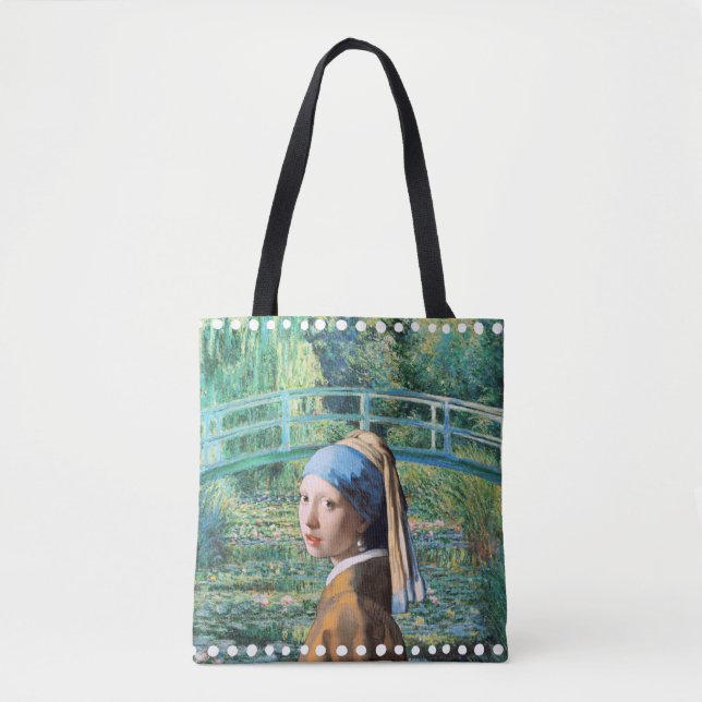Mädchen mit Perlenohrring, Wasserlily-Teich Tasche (Vorderseite)