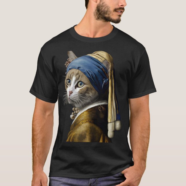 Mädchen mit Perlmuttkatze 2 T-Shirt (Vorderseite)