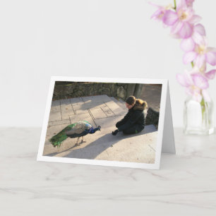 Mädchen mit Pfau Karte