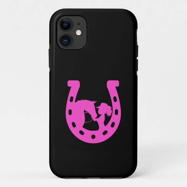 Mädchen mit Pferd und Western-Hut Hot Pink Horsesh Case-Mate iPhone Hülle (Rückseite)