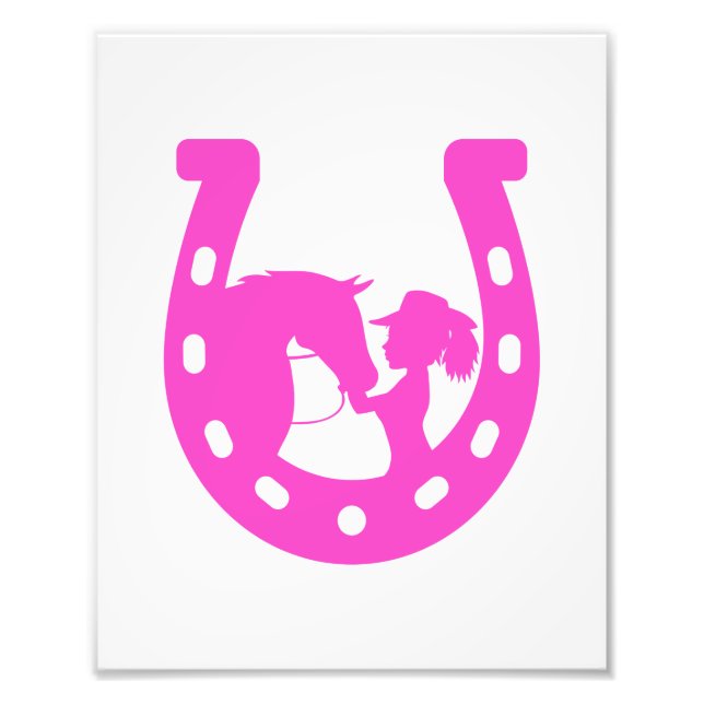 Mädchen mit Pferd und Western-Hut Hot Pink Horsesh Fotodruck (Vorne)