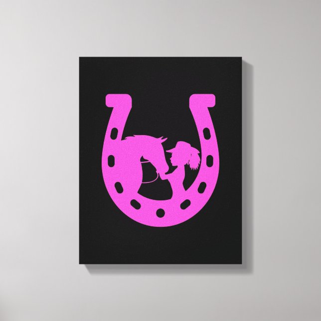 Mädchen mit Pferd und Western-Hut Hot Pink Horsesh Leinwanddruck (Vorderseite)