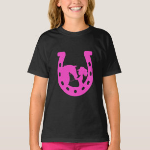Mädchen mit Pferd und Western-Hut Hot Pink Horsesh T-Shirt