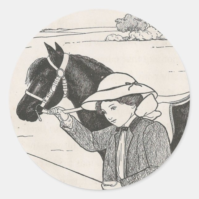 Mädchen mit Pony Runder Aufkleber (Vorderseite)