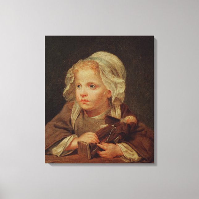 Mädchen mit Puppe Leinwanddruck (Vorderseite)