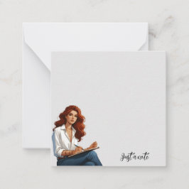 Mädchen mit Red Hair Notepad Mitteilungskarte