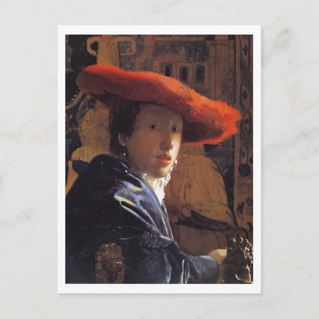Mädchen mit Red Hat, c.1665 (Öl auf Panel) Postkarte (Vorderseite)