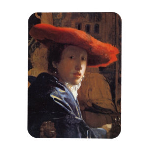 Mädchen mit Red Hat, c.1665 (Öl auf Platte) Magnet