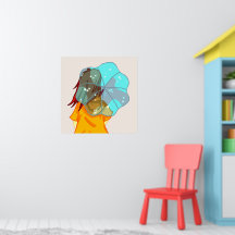 Mädchen mit Regenschirm im Windrain Zeichnend