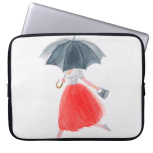 Mädchen mit Regenschirm. Modellierung. Laptopschutzhülle