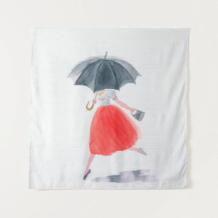 Mädchen mit Regenschirm. Modellierung.  Wandteppich