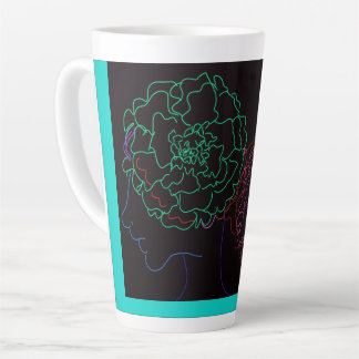 Mädchen mit Ringelblumen-Afro-Puffs Milchtasse