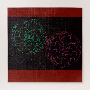 Mädchen mit Ringelblumen-Afro-Puffs-Puzzle