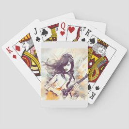Mädchen mit Rockmusik Spielkarten